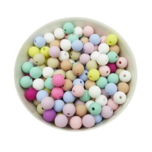 Perles en silicone 15 mm pour attache sucette/tétine - Multi Bleu / Blanc  x7 - Perles & Co