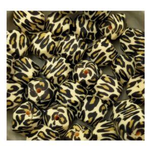 Perles hexagonales silicone leopard 14mm