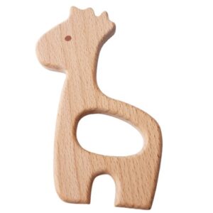 Anneau Girafe de dentition en bois