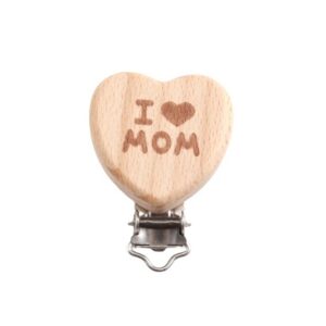 Clip en Bois pour Attache Tétine-I LOVE MOM