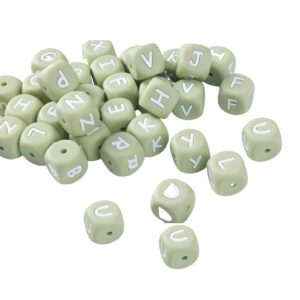 Perles lettres en silicone 12mm-pistache