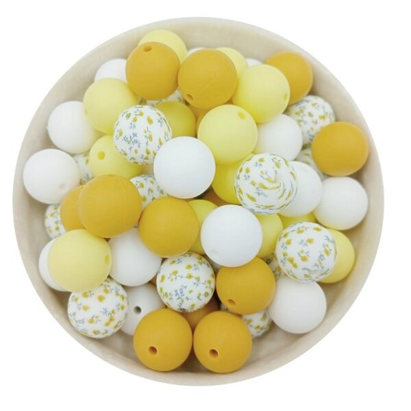 Perles de silicone Φ15mm-fleur jaune 20pcs